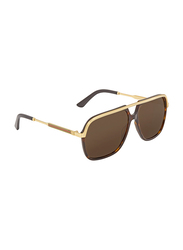 Gucci Pilot Full Rim Havana Brown Sunglasses for Men, Brown Lens, GG0200S 002 57 14-145
