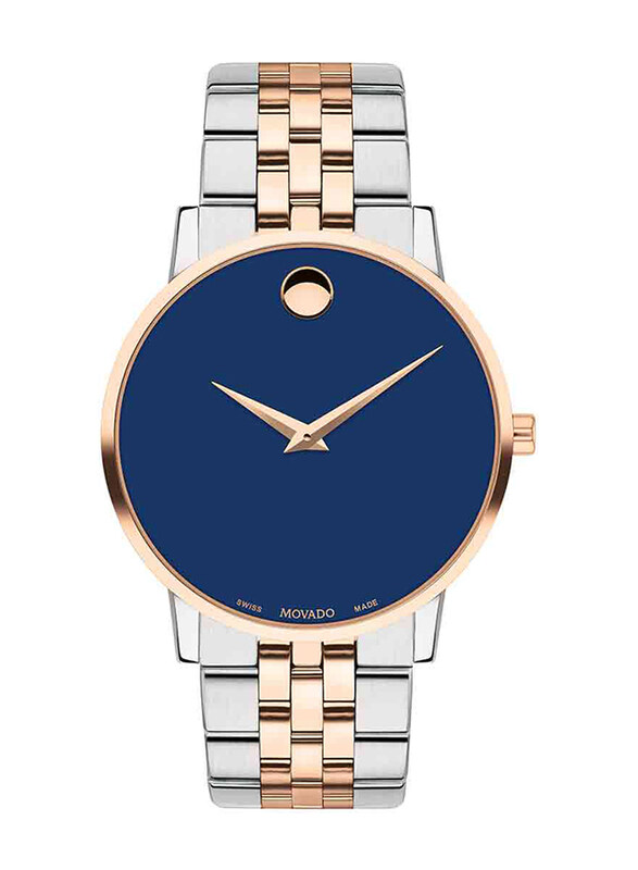

Movado Analog Quartz Watch for Men with Stainless Steel Band, Water Resistant, 24878692, Gold/Silver-Blue