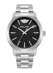 Police Analog Watch for Men with Stainless Steel Band, Water Resistant, PEWJG0018402, Silver-Black