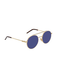 Fendi Round Full Rim Gold Sunglasses for Women, Blue Lens, FF 0221/S 000KU 52-20 145