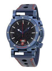 Lamborghini Centenary Analog Watch for Men with Leather Band, Water Resistant with Chronograph, TLLR10-03, Navy Blue