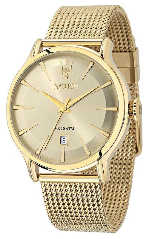 

Maserati Epoca Analog Watch for Men with Mesh Band, Water Resistant, R8853118003, Gold