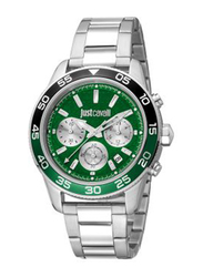 Just Cavalli Analog Watch for Men with Stainless Steel Band, Water Resistant, JC1G243M0045, Silver-Green