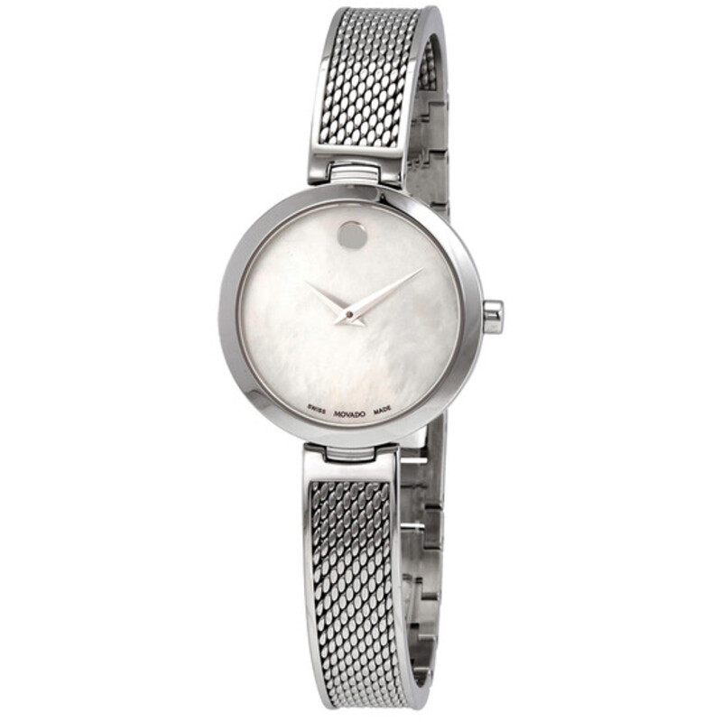 Movado Analog Watch for Women with Stainless Steel Band, 7613272318400, Silver-White