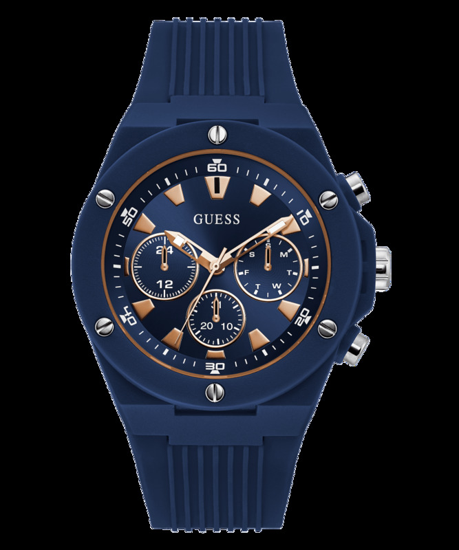 Guess Analog Watch for Men with Silicone Band, GW0268G3, Navy Blue-Blue