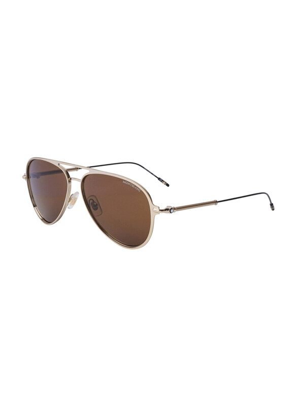 

Mont Blanc Full Rim Aviator Gold Sunglasses for Men, Brown Lens, MB0059S 002, 59