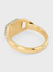 Guess Padlock Ring for Women with White Stone, Gold, EU 54