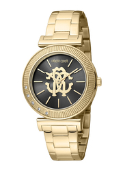 Roberto Cavalli Analog Watch for Women with Stainless Steel Band, Water Resistant, RC5L004M0065, Gold-Black