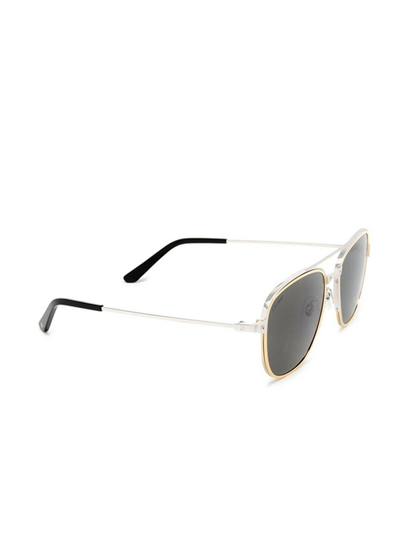 Cartier Full Rim Aviator Silver Sunglasses for Men, Grey Lens, CT0326, 001