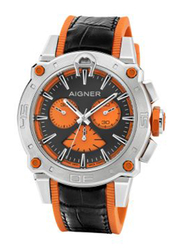 Aigner Analog Watch for Men with Silicone Band, Water Resistant, M A149101, Black-Orange