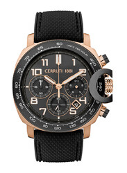 Cerruti 1881 Analog Watch for Men with Silicone Band, Water Resistant and Chronograph, CIWGO2206802, Black