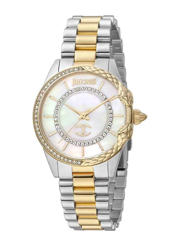

Just Cavalli Analog Watch for Women with Stainless Steel Band, Water Resistant, JC1L095M0285, Silver/Gold-White