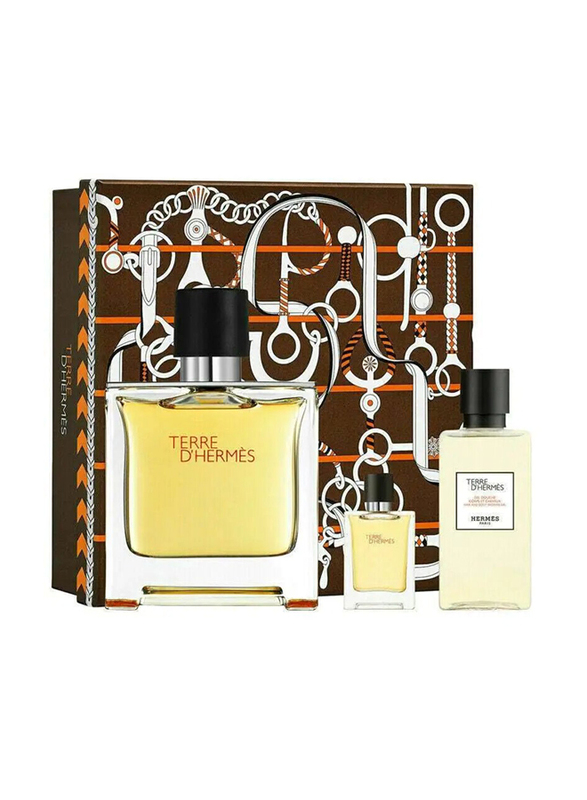 Hermes Terre D Hermes Perfume Gift Set for Men, 75ml EDP, 5ml EDP, 40ml Shower Gel