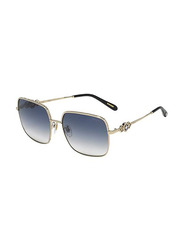 Chopard Square Full Rim Silver Sunglasses for Women, Smoke Grey Lens, SCHD44S 59-17 300Y