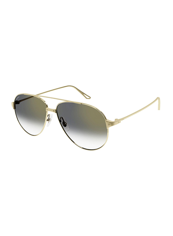 Cartier Full Rim Aviator Gold Sunglasses for Men, Grey Lens, CT0298S, 001