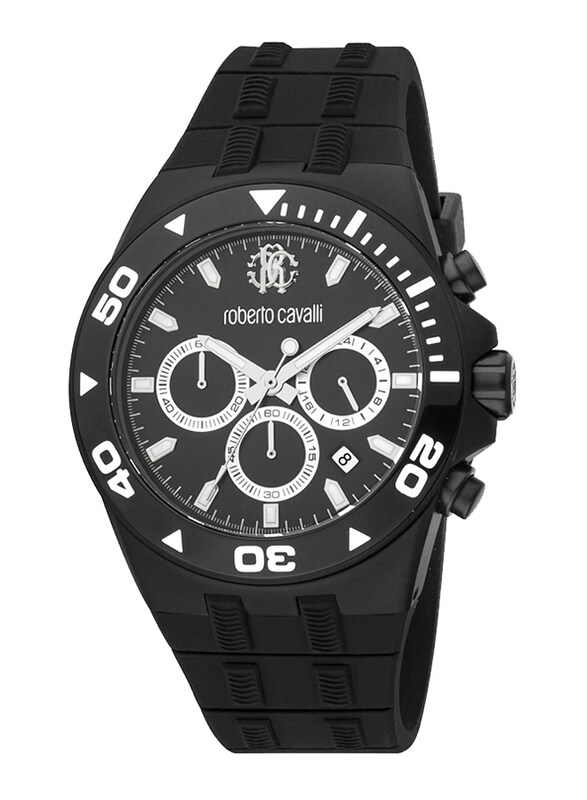 

Roberto Cavalli Analog Watch for Men with Silicone Band, Black