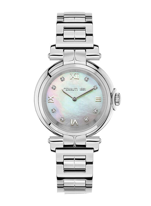 

Cerruti 1881 Analog Watch for Women with Stainless Steel Band, Water Resistant, CIWLG2115001, Silver-White