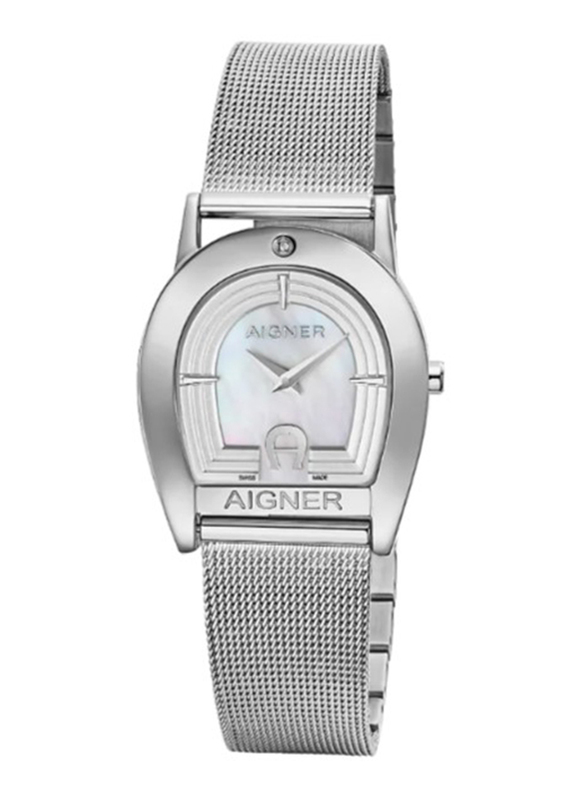 Aigner Analog Watch for Women with Stainless Steel Band, Water Resistant, ARWLG0000504, Silver-White