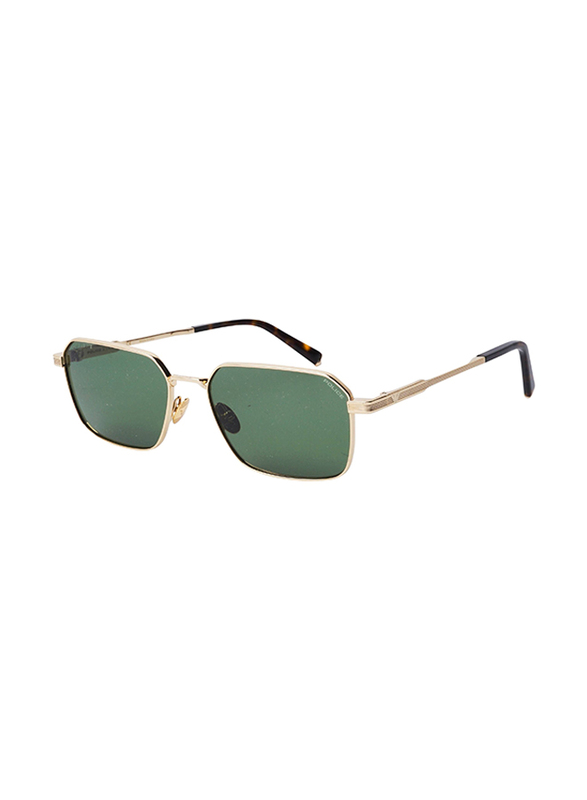 Police Full Rim Rectangle Silver Sunglasses for Men, Green Lens, 17