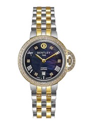 Bentley 1948 Diamond Sapphire Watch for Women with Stainless Steel Band, BL-1818-102LWNI-S, Silver- Navy Blue