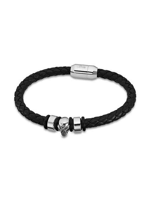 

Guess Leather Beaded Bracelet for Men, Umb70105-L, Black