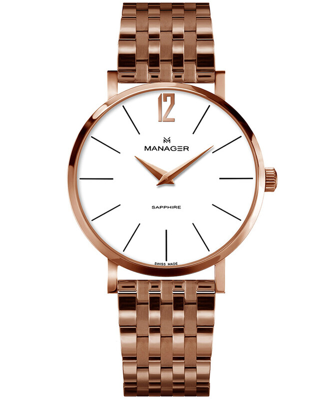 

Manager Analog Wrist Watch for Women with Stainless Steel Band, Water Resistant, MAN-PS-03-RM, Rose Gold-White