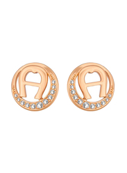 Aigner Brass Fia Stud Earring for Women, ARJLE0001503, Rose Gold