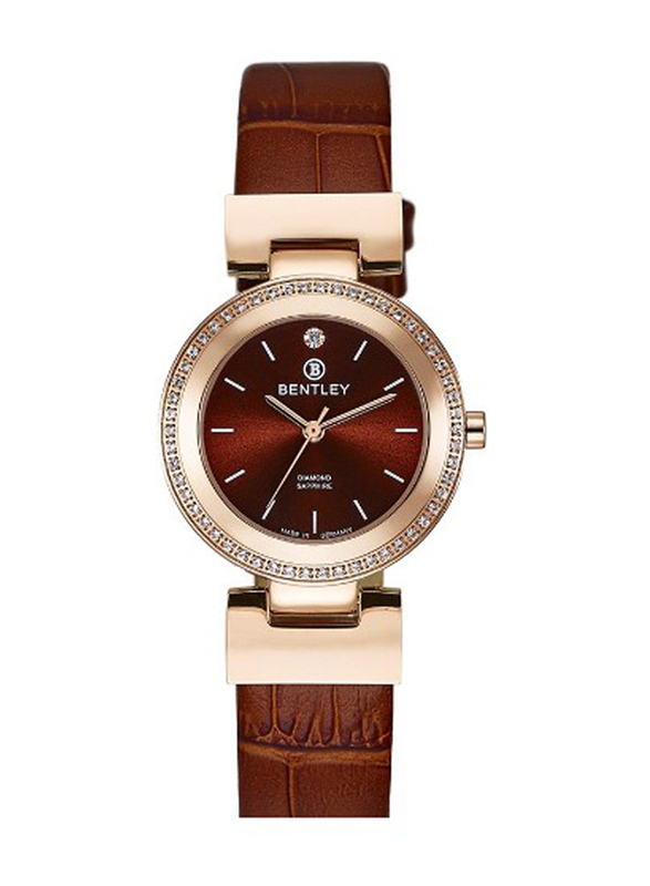 Bentley Analog Watch for Women with Leather Band, BL1858-102LRDD, Brown