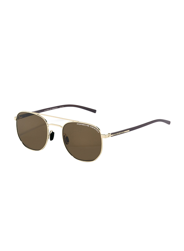Porsche Design Full Rim Pilot Gold Sunglasses for Men, Brown Lens, P8695 B, 51/20