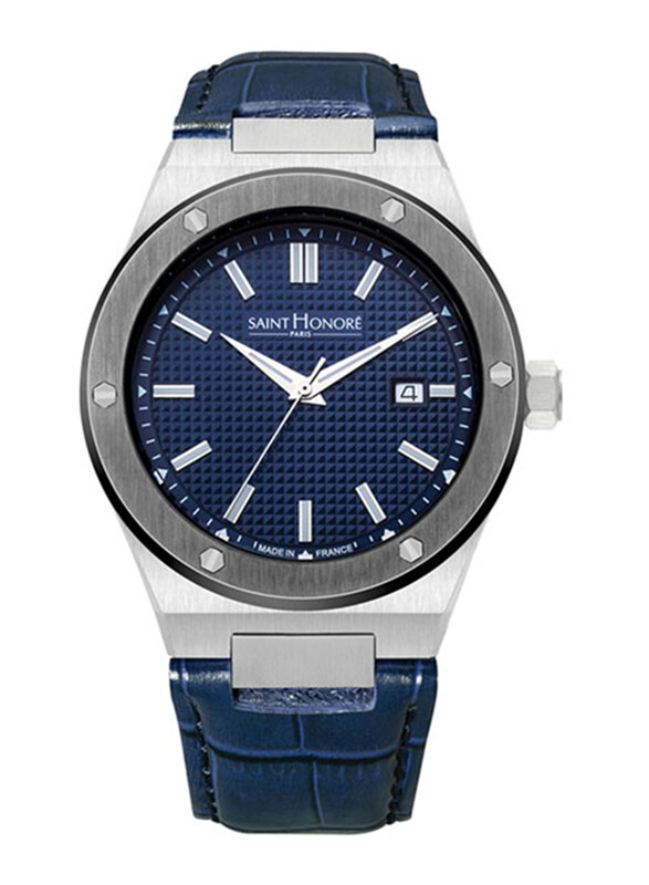 

Saint Honore Analog Watch for Men with Leather Band, Water Resistant, H SH NH866025 17DFIN, Blue