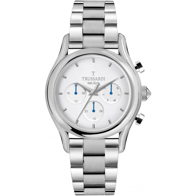 Trussardi Analog Watch for Men with Stainless Steel Band, R2453127007, Silver-Silver