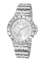 Aigner Trieste Analog Watch for Men with Metal Band, Water Resistant, A141107, Silver