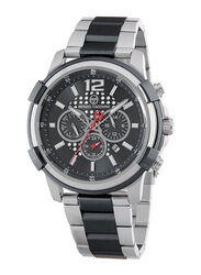 Sergio Tacchini Analog Watch for Men with Stainless Steel Band, ST.1.10045-1, Silver/Black-Grey