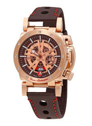 Lamborghini Centenary Analog Watch for Men with Leather Band, Water Resistant with Chronograph, TLLR10-04, Brown