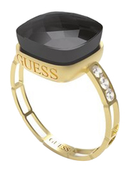 Guess Ring for Women with Black Crystal Stone, Gold, EU 54