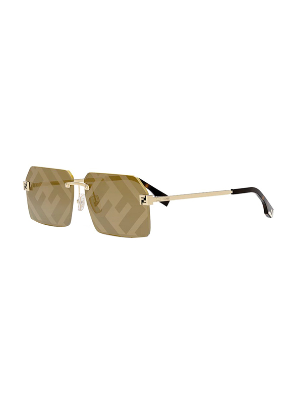 Fendi Rimless Geometric Shiny Gold Sunglasses Unisex, Gold Brown Lens, 13/59/145
