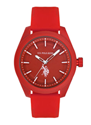 US Polo Assn. Analog Watch for Men with Silicone Band, Uspa1022-05, Red