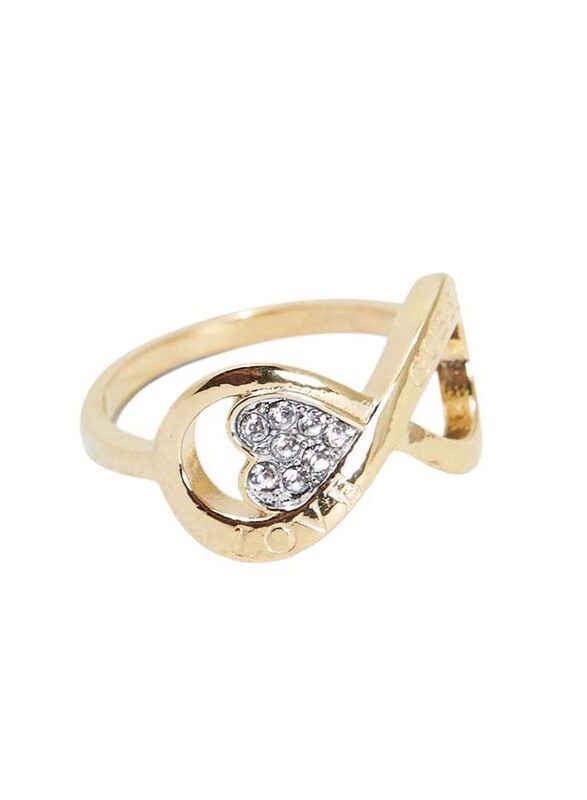 

Guess Mini Infinity Heart Ring for Women, Gold, EU 54