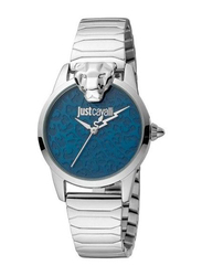Just Cavalli Analog Watch for Women with Stainless Steel Band, JC1L220M0225, Silver-Blue