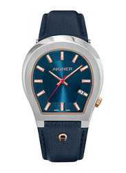 Aigner Milano Analog Watch for Men with Leather Band, Water Resistant, ARWGA0000201, Blue