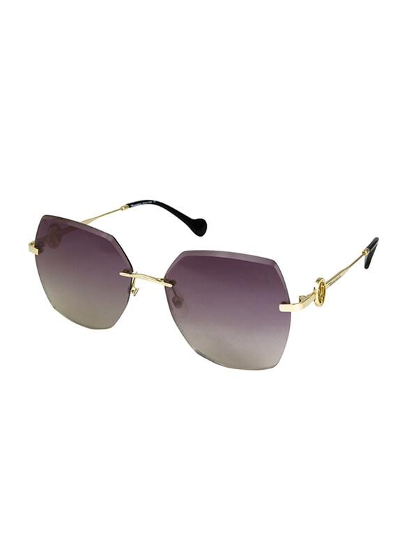 

Maserati Rimless Butterfly Gold Sunglasses for Women, Purple Lens, MS511 01, 58/17/140