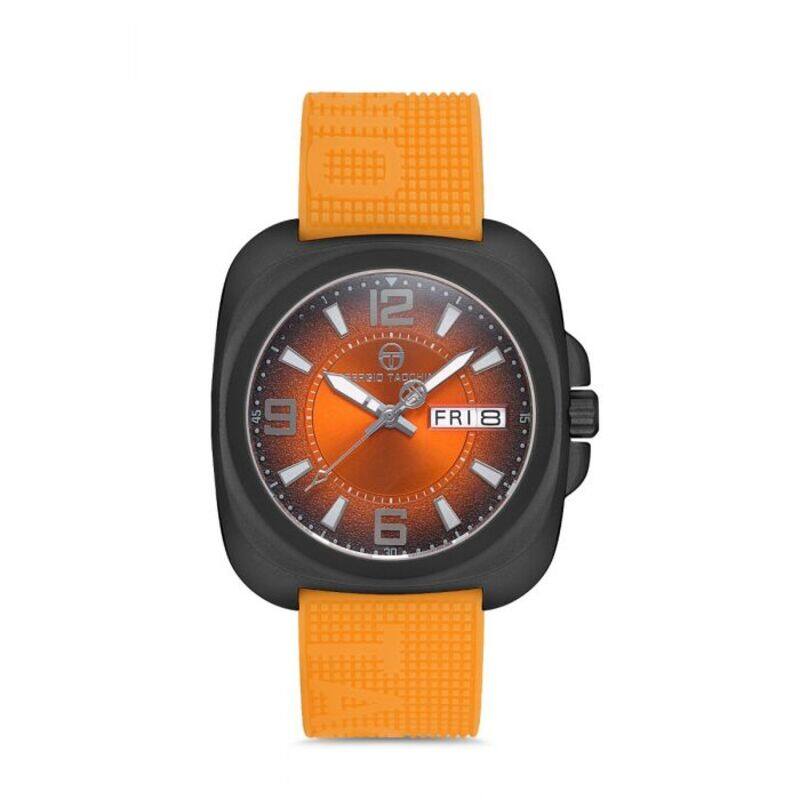 

Sergio Tacchini Analog Watch for Men with Silicone Band, ST.1.10092-3, Orange-Black