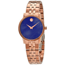 Movado Analog Watch for Women with Stainless Steel Band, 7613272317100, Rose Gold-Blue