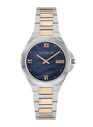Saint Honore Analog Quartz Watch for Women with Stainless Steel Band, Water Resistant, MT741102 6YDRR, Bluer- Silver/Gold