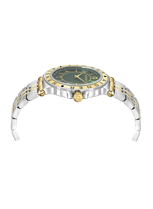 Aigner Fashion Analog Watch for Women with Stainless Steel Band, Water Resistant, A141209, Green-Gold-Silver