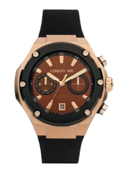 Cerruti 1881 Analog Watch for Men with Silicone Band, Water Resistant and Chronograph, CIWGO2206102, Black-Brown