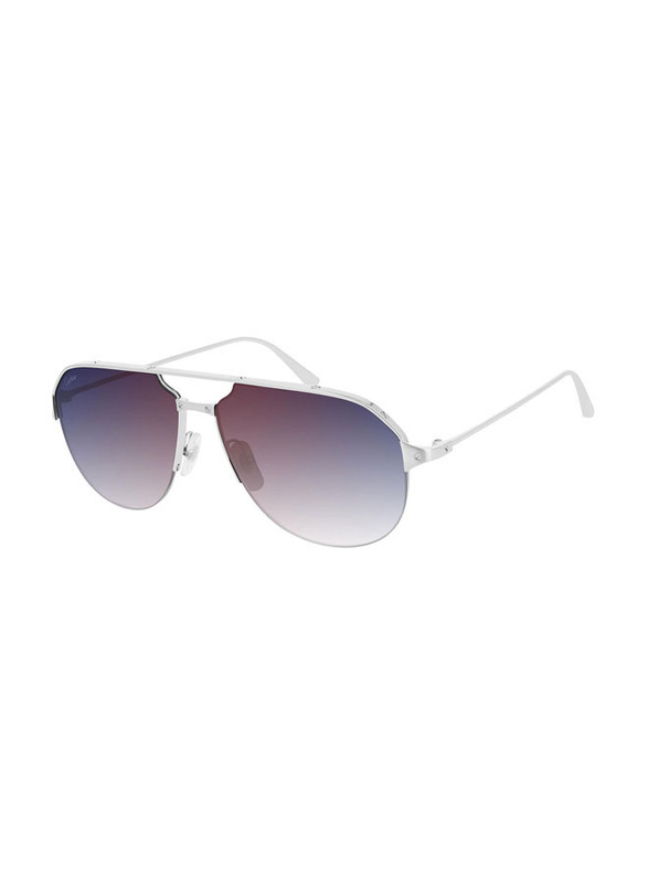 Cartier Aviator Full Rim Silver Sunglasses for Men, Red Lens, CT0229S 004 60-15