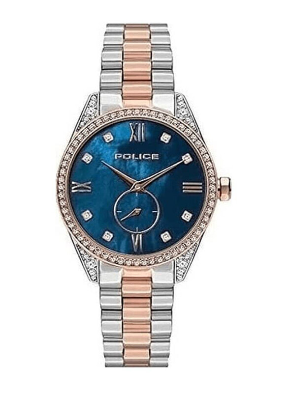 

Police Analog Watch for Women with Stainless Steel Band, Water Resistant and Chronograph, PL.15691BSTR/58M, Silver/Rose Gold-Blue