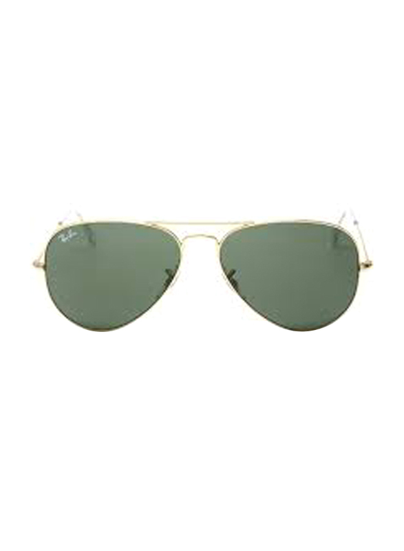 Ray-Ban Full Rim Aviator Polished Gold Sunglasses for Unisex, Green Lens, RB3026 L2846, 62/14/140