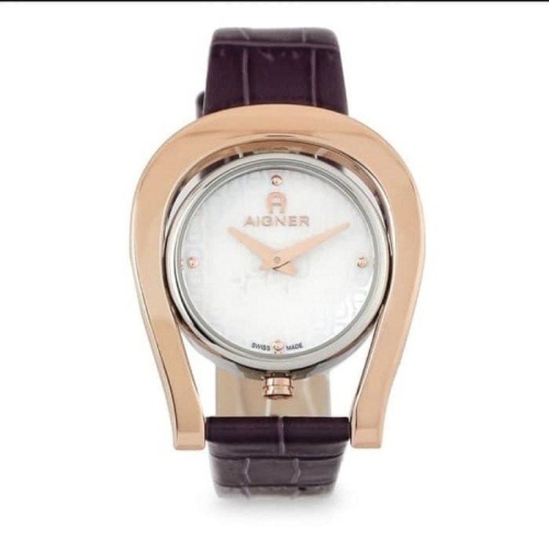 Aigner Analog Watch for Women with Leather Genuine Band, A146203, Brown-White